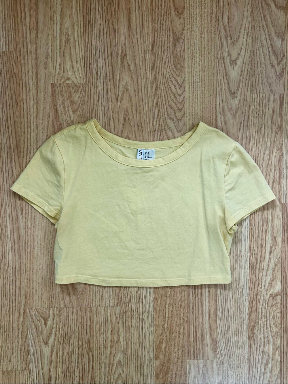 H&M Butter Yellow Cropped Crew Tee